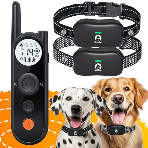 Clôture Électronique pour 2 Chiens, 8M à 1050M Ajustable Clôture avec Télécommande de Dressage,Résistant à L’Eau Collier de Dressage pour Chiens de Moyennes et Grandes