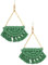 CATIEBYE Boho Style Fan Shaped Woven Scallop Earrings for Women Clip Decorative Beach Vacation Earrings