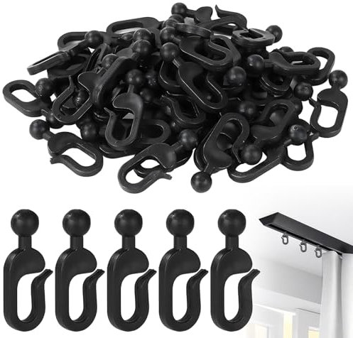 Pack of 30 Gazebo Hooks, Sliding Ring Hooks, Suitable for Gazebo Side Panels, Gazebos, Side Wall Curtains and Side Umbrellas (Black)