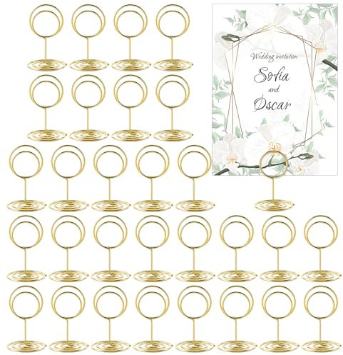Lot de 30 Porte-Numéros de Table de Mariage, Porte-Photos, Métal Doré, Porte-Cartes de Visite, Adaptés aux Mariages, Anniversaires, Banquets, Marqueurs de Numéros de Table de Restaurant