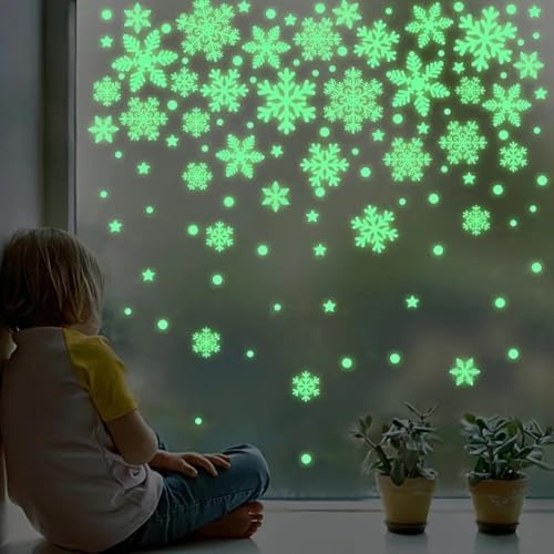 Fensterbilder Weihnachten Selbstklebend,Fensterdeko Schneeflocken,Weihnachten Fensterbilder,Schneeflocken Fensterbilder,Fenstersticker Winter Fensteraufkleber für Weihnachtsdeko Innen Fenster