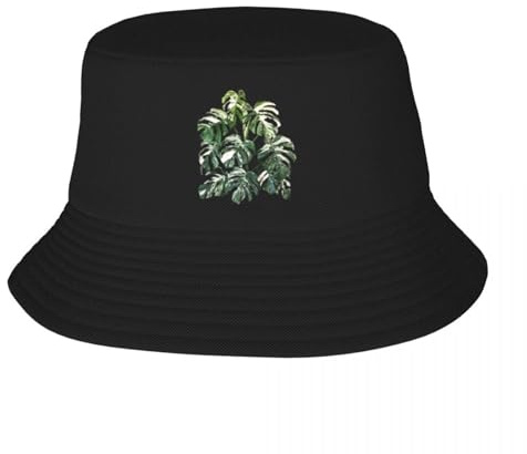 GZMQMOKD Chapeaux pour Hommes en Pur Coton, Monstera Deliciosa Borsigiana Albo Variegata Un Chapeau de pêcheur Adulte Un Chapeau de Seau, Cadeau