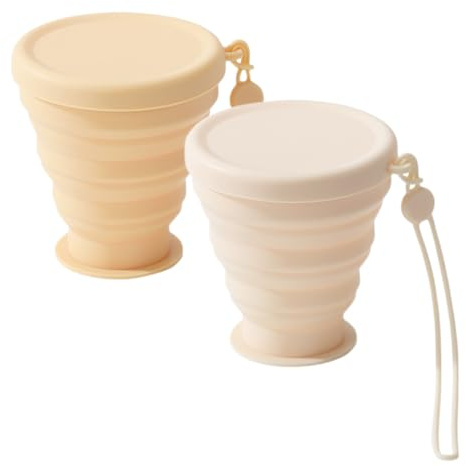 2 Pezzi Bicchiere Pieghevole da Viaggio, Bicchiere Pieghevole in Silicone, Adatto per Viaggi Picnic Sport Campeggio Ecc, 200ml