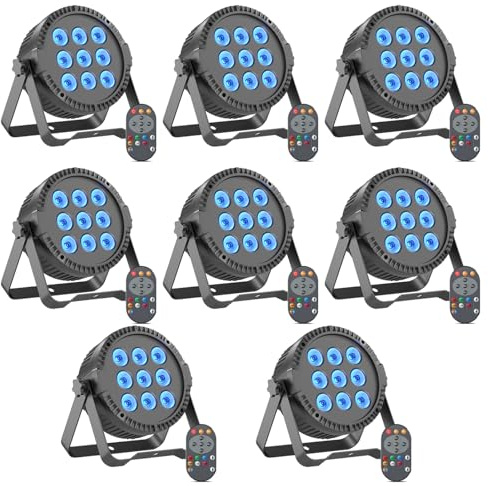 Starlitflow 8PCS 60W LED Par Strahler,9 x 6W RGBW LED Bühnenlicht mit DMX512,Par Scheinwerfer mit Fernbedienung fur DJ Party Deko Hochzeit Club Halloween Weihnachten