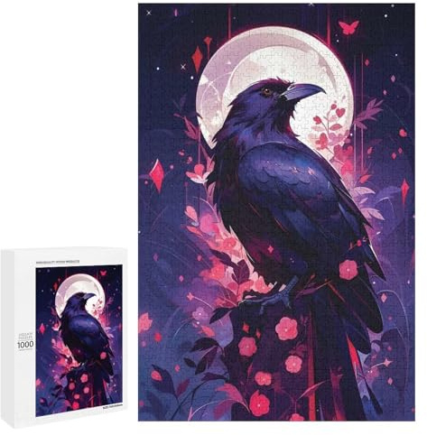 1000 PCS Puzzles Für Teenager Crow in Moonlight Puzzles Für Erwachsene Entspannungsspiele Wanddekoration Fördert Das Gehirntraining 1000 PCS