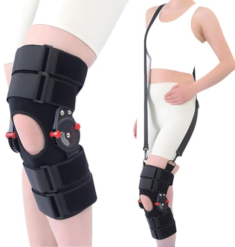 PEIKVOUL Rodillera Articulada Ajustable – ROM Controlado, Ligera, Soporte Post-Operatorio ACL/Menisco, Unisex para Pierna Izquierda o Derecha