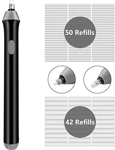 GuDoQi Elektrischer Radiergummi, 92 Stück Ersatzradiergummis, Batteriebetrieben, 2 Größen (2.3mm 5mm) Radiergummi, Elektro-Radierer für Bleistifte zeichnen, lernen, Büro, Architektur Kunst