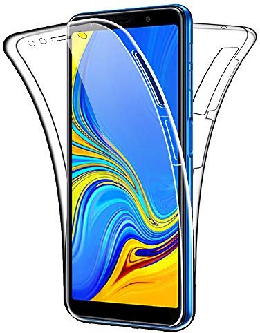 SDTEK Custodia Compatible con Samsung Galaxy A7 (2018), Protezione 360 Gradi Caso Trasparente Clear Silicone Gel Cover Case