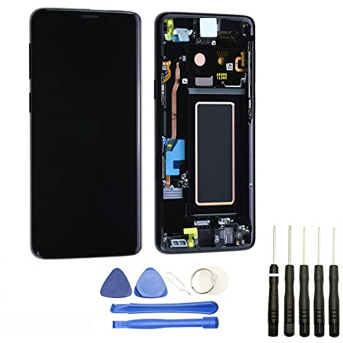 Visiodirect® Ecran Complet sur châssis Compatible avec Samsung Galaxy S9 G960F Noir+ Kit Outils