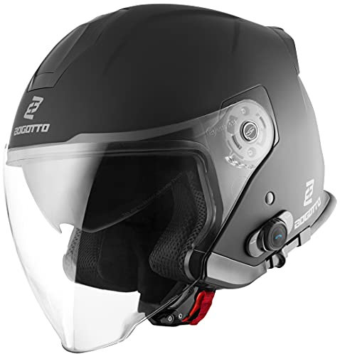 Bogotto V586 BT Casco Bluetooth Jet, nero opaco, XS