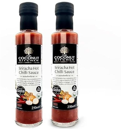 The Coconut Kitchen – Sriracha Hot Chilli Sauce, Low Carb, Vegan, Gluten Free, Keto Friendly, No added sugar, Burger Sauce, not a sweet chilli sauce, Great Taste Award Winner | 2 x 250ml Bottles
