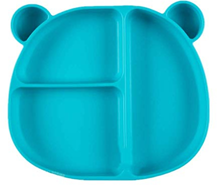 Voarge Bandeja Bebe Plato de Silicona con Ventosa Vajilla Antideslizante Bebe para Bebé Niños Plato Antideslizante (Verde) (Verde)