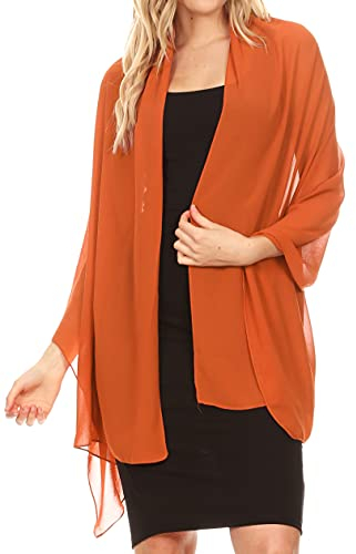 Sakkas 18225 - Jona Frauen Soft Sheer Chiffon Braut Hochzeit Abend Schal Schal Wrap Stola - Rust - 7029