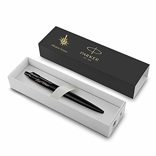 Parker Jotter XL Monochrome Kugelschreiber mit Gravur | Premium Stift | Geschenkbox | blaue Tinte | edel | personalisiertes Geschenk | Namen | graviert | Geburtstag | Idee (Black)