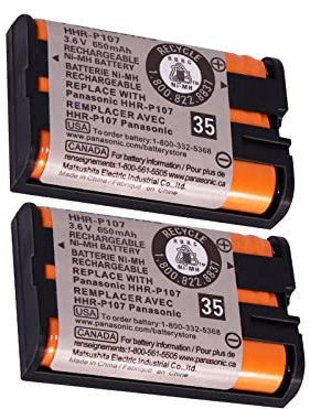 2 Pack HHR-P107 NI-MH Rechargeable Battery for Panasonic 3.6V 650mAh Battery for Cordless Phones