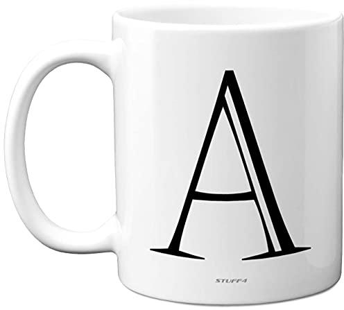 Stuff4 Personalised Alphabet Initial Mug - Letter A Mug, Gifts for Him Her, Fathers Day, Mothers Day, Birthday Gift, 11oz Ceramic Dishwasher Safe Anniversary, Valentines, Christmas, Retirement