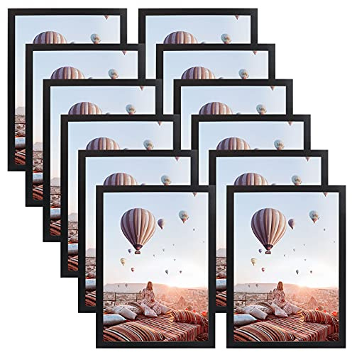 CRUGLA 8.5x11 Magnetic Frame Sheet with Self Adhesive Backing, Poster Certificate Carft Picture Photo Frame for Refrigerator Office Glass Window Door Cubicle Tile, 12 Pack