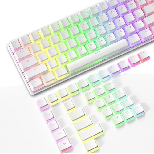 PBT Pudding Keycaps with Key Puller,108 Key Double Shot Keycaps Translucent Layer,OEM Profile,ANSI US Layout for 61/68/84/96/104/108 RGB Mechanical Keyboard,for DIY MX Cherry/Gateron/Kailh Switch