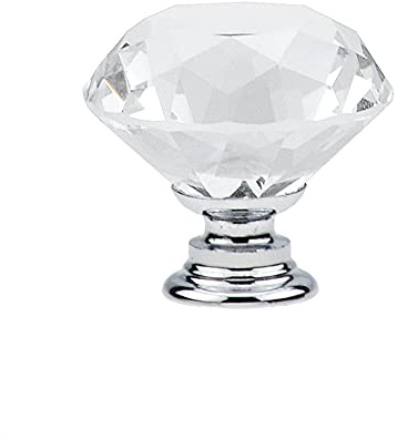 tooloflife Crystal Knobs,16Pcs 40mm Glass Drawer Knobs Crystal Door Handles Diamond Pulls Zinc Alloy with Screws for Home Kitchen Office Chest Bin Drawer Decorating，Sliver