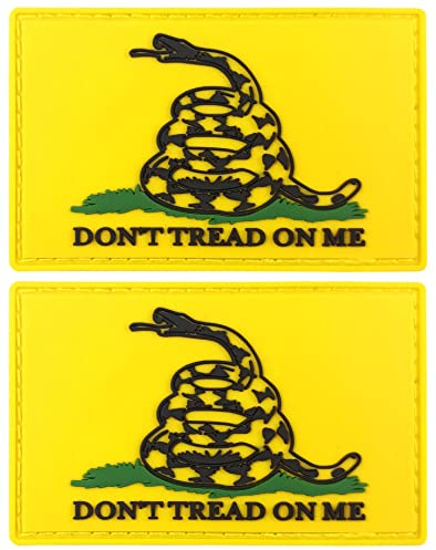 JBCD Gadsden Flaggen-Aufnäher „Don't Tread On Me“, PVC, taktischer Aufnäher, Gummi-Flagge, für Rucksack, Hut, Team, Militär, 2 Stück