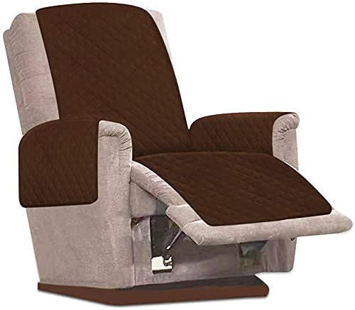 BeerMmay Sesselschoner Sesselauflage Relax mit Armlehnen und Taschen Sessel,1 Sitzer/wasserdicht/gepolstert/mit rutschfestem Gurt/sesselüberzug (Kamel)