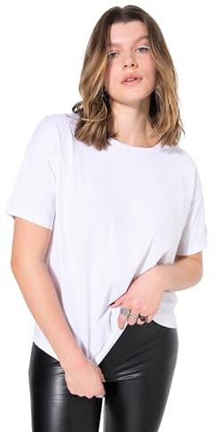 Studio Untold Damen große Größen Übergrößen Plus Size Basic-Shirt, Relaxed Shape, überschnittene Schultern schneeweiß 46+ 724899200-46+