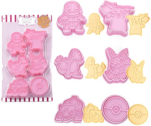 YongHang 6 Stück Ausstechformen Set 3D Ausstecher Kinder Wiederverwendbar Kunststoff Stempel Keksausstecher für Kekse und Brot Tortendeko Kindergeburtstag Party DIY Backen