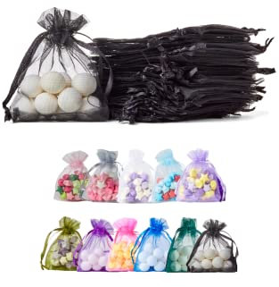 Soul Projekt [50 Stk.] Organzasäckchen mit Kordelzug für Hochzeiten, Schmuck, Geburtstage, Bastelarbeiten, Kristalle, Süßigkeiten, Gastgeschenke. Schwarz Organza Bags Black 7x9 x50