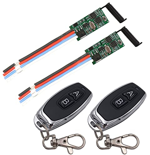 DieseRC 2 Empfänger Module mit 2 Sendern Drahtloser Fernbedienung Schalter DC 3,6V 5V 12V 24V 30V 2A 1 Kanal Funkfernschalter Kleiner Mini-Controller