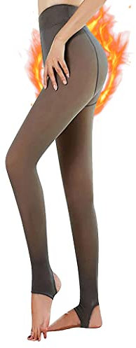 CheChury Chaud Collants Femme Jambes Faux Leggings Polaire Translucide Extensible Collant en Molleton Résistant Opaque Leggings Taille Haute Sans Pied Thermiques,Noir-90g(10℃-25℃)