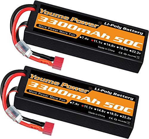 3S LiPo Akku 11.1V RC Lipo Batterien 3300mAh 50C Hard Case mit Deans T Stecker Kompatibel mit HPI Losi RC Auto LKW Boot Flugzeug Hubschrauber (2 Packungen)