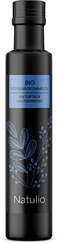 Natulio Bio Schwarzkümmelöl kaltgepresst, ungefiltert und naturrein 100ml - reich an Thymochinon und Linolsäure - 100% ägyptische Nigella sativa - sehr intensiver Geschmack - DE-ÖKO-006 zertifiert