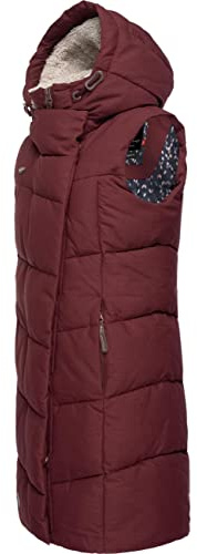 Ragwear Damen lange wasserdichte Winter Steppweste mit Kapuze Pavla Vest | Länge: oberschenkellang | Wärmegrad 3 von 3 – stark wärmend | 11.000 mm Wassersäule | Kapuzenfutter aus Fleece