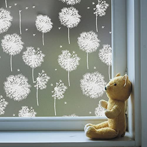 Hoonng Fensterfolie Blickdicht Selbsthaftend Motiv Löwenzahn Sichtschutz 90x200cm