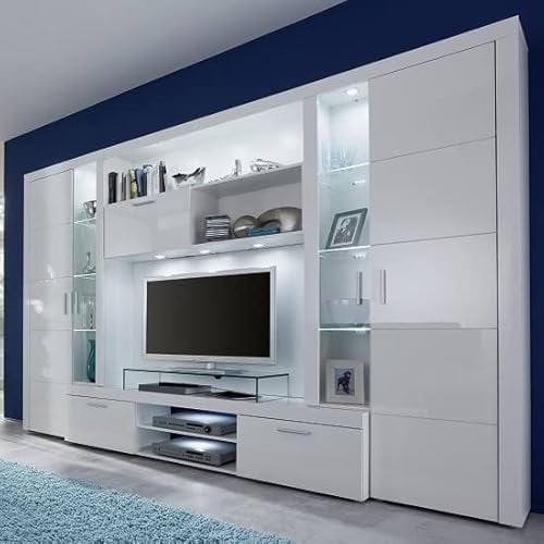 Furniture In Fashion Roma Entertainment Unit White With High Gloss Fronts And LED