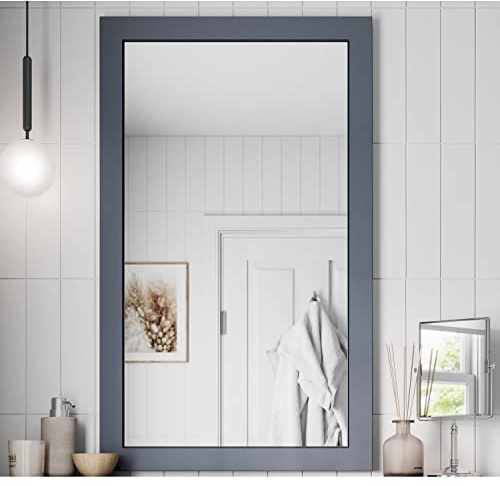 Artis® 600 x 1000mm Bathroom Mirror Gloss Grey Wood Framed Vanity Mirrors Wall Mounted Mirrored, Rectangular