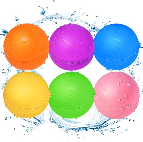 SOPPYCID Globos de Agua Reutilizables, Juguetes de Verano para Niños, Bombas de Agua, Bolas de Silicona Suave para Rociar Agua(6 Piezas).