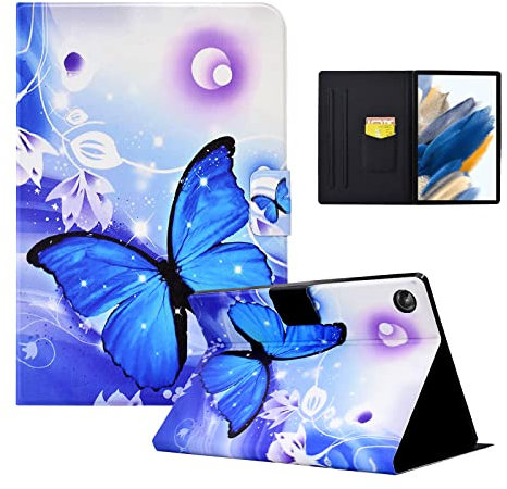 CXTCASE Funda para Samsung Galaxy Tab A8 2021/2022 10.5 (SM-X200/SM-X205/SM-X207),Tablet Cárcasa Cuero PU Magnetica para Samsung Galaxy Tab A8 2021,Mariposa Azul