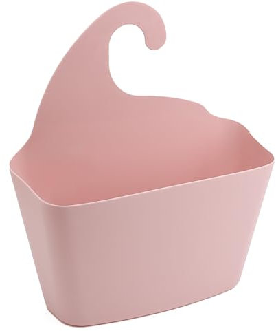 DIVCHI Panier de rangement de salle de bain avec design auto-drainant, facile à nettoyer, organiseur mural en plastique à suspendre pour articles de toilette (rose)