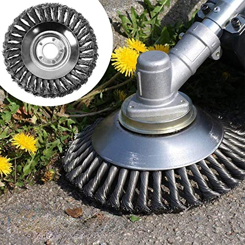 Labstandard Tête de coupe à gazon avec fil conique noué en fil d'acier - Lame de coupe en métal pour tondeuse à gazon - Plateau de désherbage pour fixation de débroussailleuse (200 mm)