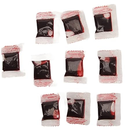 Lot de 10 sachets de faux sang pour Halloween - Effet spécial - 3 ml