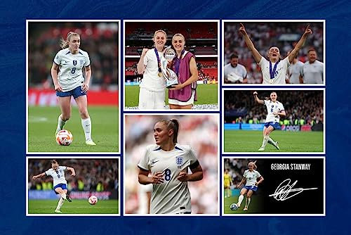 RJR PRINTS Georgia Stanway - England Lionesses Signed 12x8 Inch Montage Photo Print Pre-Printed Signature Autograph 2023 Womnen's World Cup Football Gift