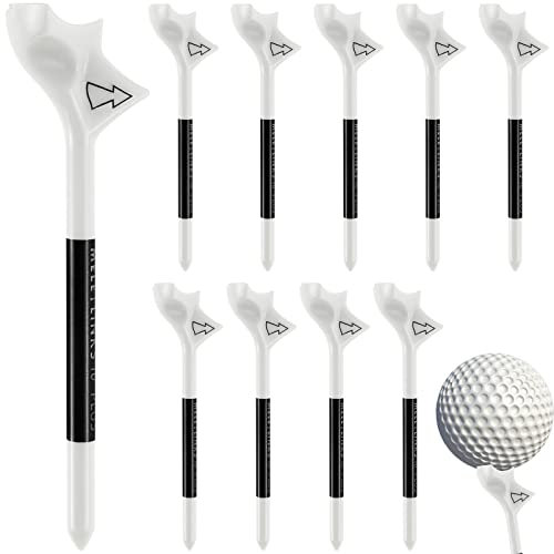 10 Pcs Golf Ball Tee,Golf Tees Bamboo 83mm Flightpath Plastic Golf Tees, 10° Lightweight Training Golf Tee Holder, Designed to Reduce Ball Spin and Fly Straight