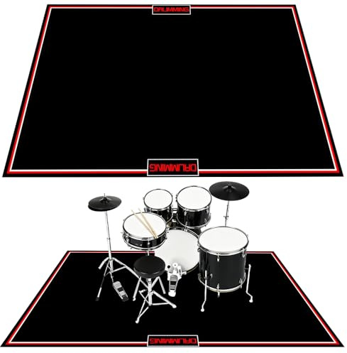 Drum Rug Mat with Non-Slip Grip Bottom, 4x6ft Drum Carpet Noise Reduction, Floor Protection for Electric Drum and Jazz Drum Set Splash Stands, Gift for Drummers, Music Drum Accessorie, 48x72in, Black