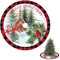 Weihnachtsbaumdecke Rund 120cm, Weihnachtsbaum Deko Natur Jute, Tannenbaum Decke für Weihnachtsbaum Unterlage, Decke Weihnachten Baum Röcke Christbaumdecke Ornamente Dekoration Schmuckband (Grün)