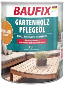 BAUFIX Gartenholz-Pflegeöl douglasie, seidenmatt, 1 Liter, lösemittelhaltiges Holzöl für den Außenbereich, mit Imprägnierwirkung