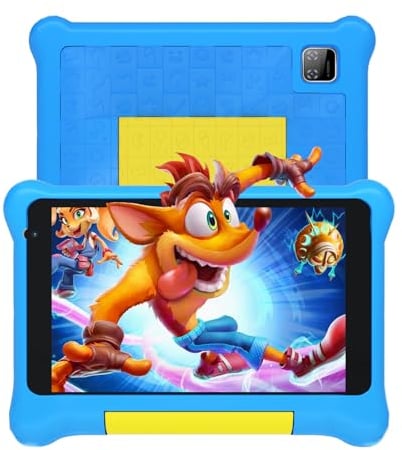Yicty Tablette pour Enfants 7 Pouces Android avec contrôle Parental et éducation des Enfant, Bluetooth, WiFi, Double caméra, GMS, Coque Antichoc, Application pour Enfants préinstallée (Bleu)