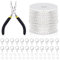 Swpeet 102Pcs Silver 3mm by 10 Yard Length Jewelry Making Chains Kit with Jump Rings, Lobster Clasps and Jewelry Plier, Necklace Chains Flat Cable Link Chain Bulk Ideal for DIY Craft Jewel Making