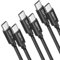 USB C auf USB C Kabel 60W, [3Stück 1M] USBC to USBC Nylon Ladekabel USB-C für Samsung Galaxy S24 S23 A55 A15, Pixel 8, iPad Pro, iPad Air 5/ Mini 6 usw.