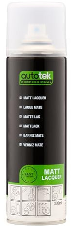 AutoTek Professional Tough & Durable Matt Finish Lacquer for Car Spray Paint - Matt Lacquer, 300 ml